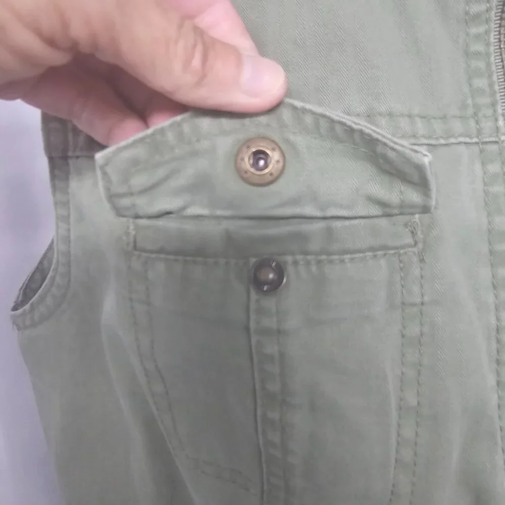 Merona Vest Olive Green Utility Gorpcore Zip Hiking Military Punk S - Picture 4 of 12